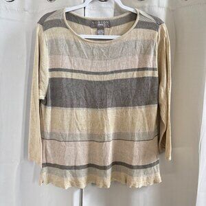 Norton McNaughton Womens Top Neutral Stripe Silk Blend Size PXL Old Money‎ 19198